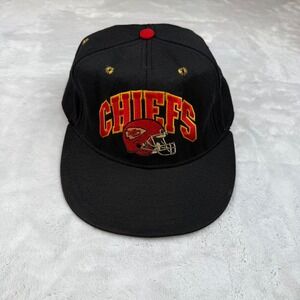 Vintage Kansas City Chiefs NFL Black Snapback Hat Cap‎ Embroidered Logo
